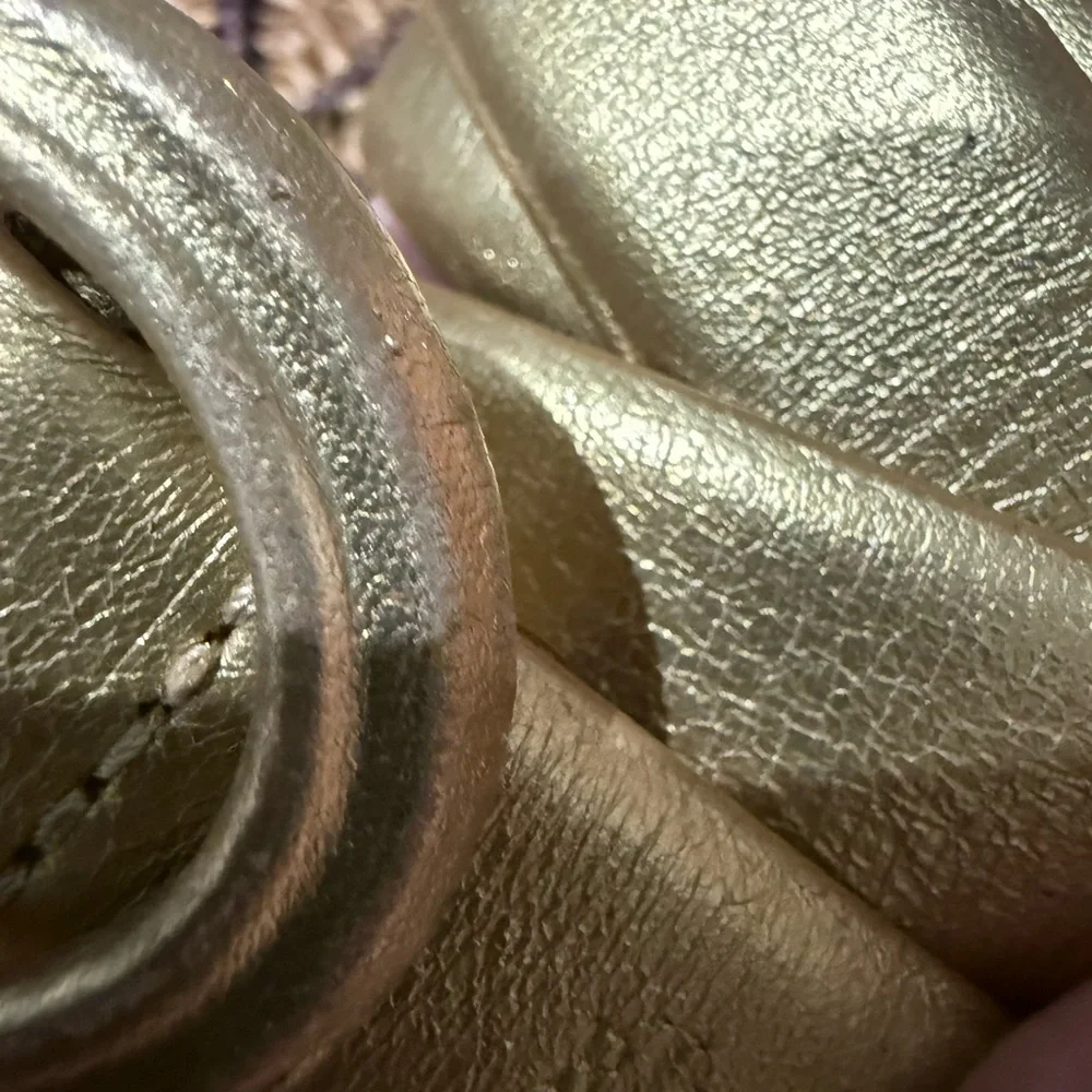 Lauren Ralph Lauren Gold Shimmer Leather Belt L Western‎ Glam 42”